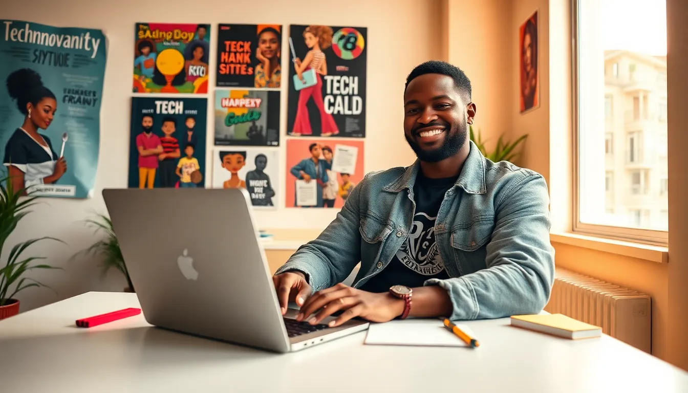 a young man working in a modern digital workspace, symbolizing Redwebzine.