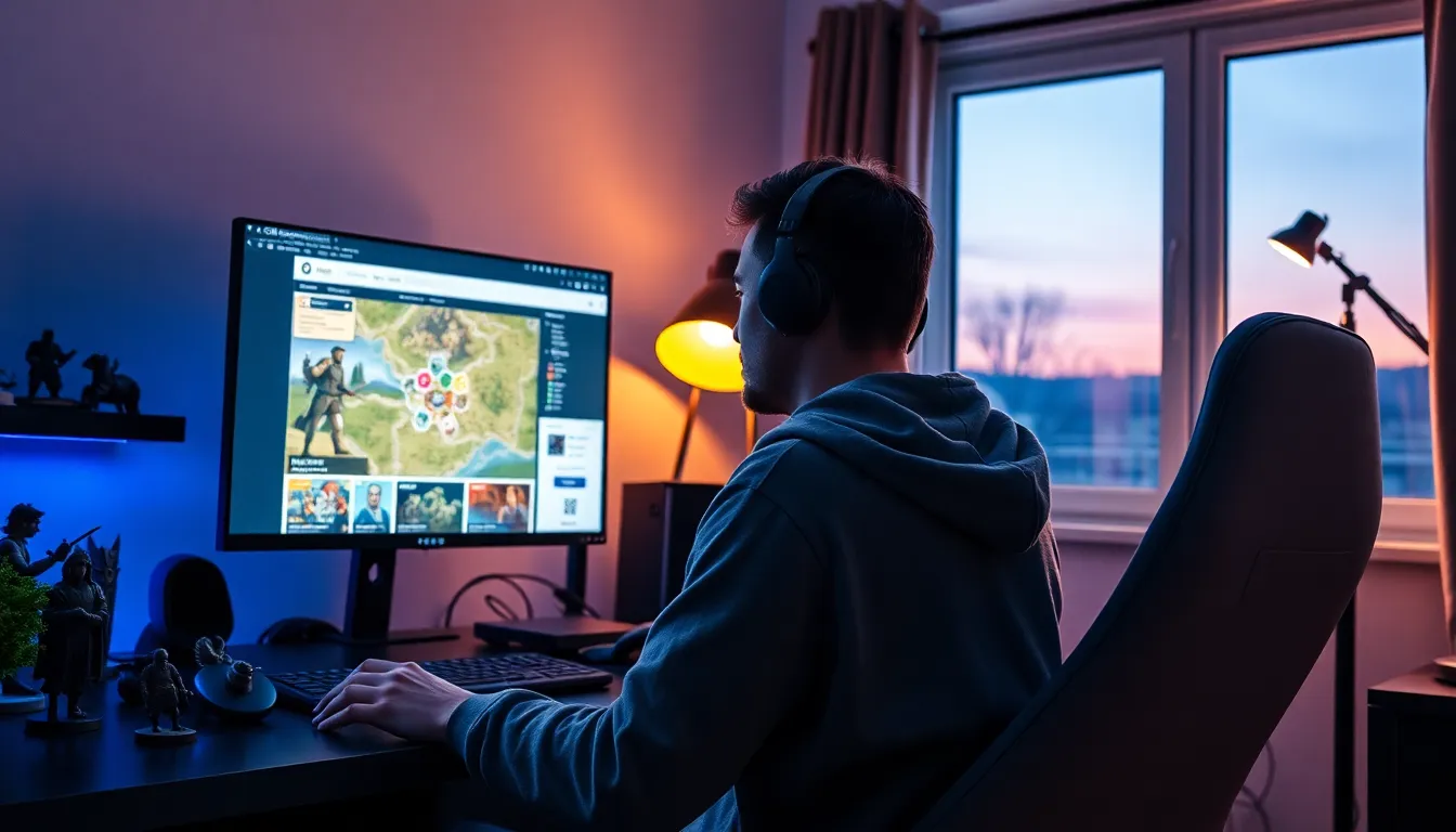 A young man creating a gaming scenario at his desk using CK2Generator.