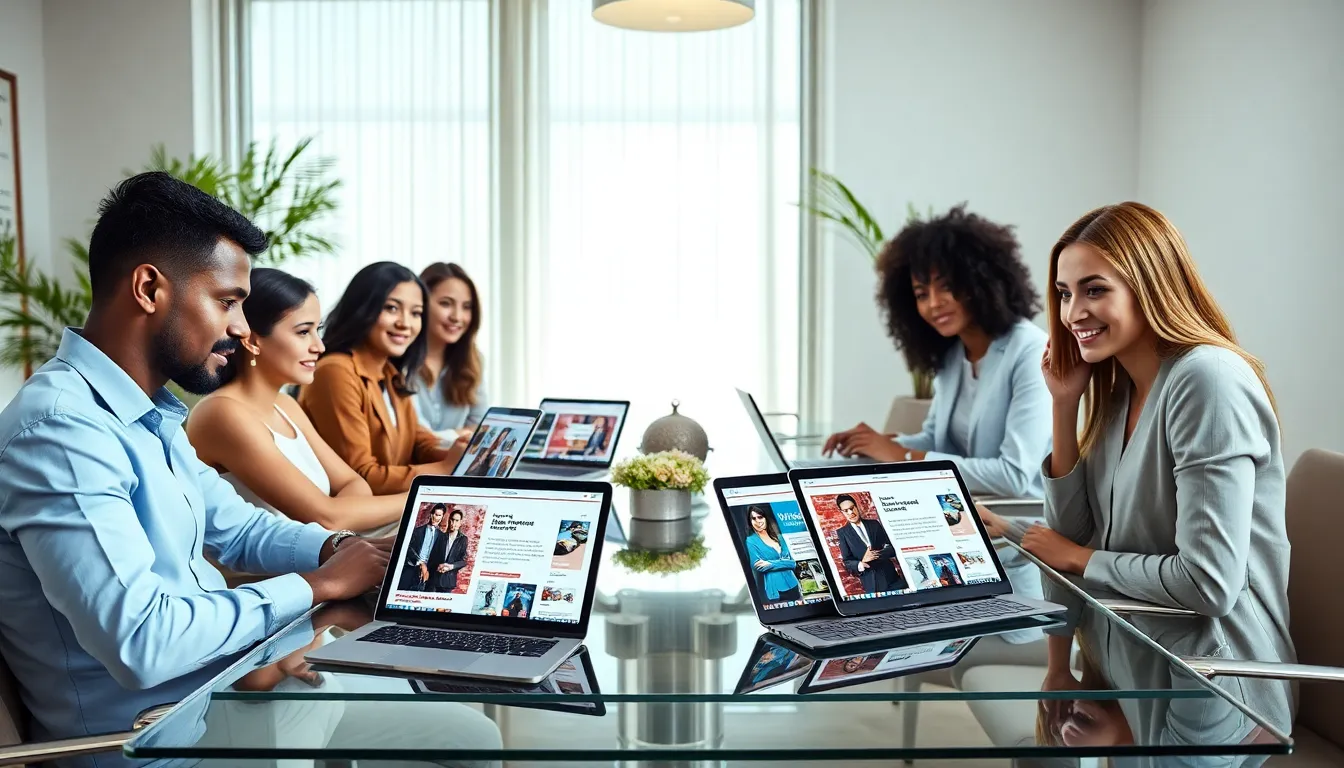 A diverse team collaborating in a modern office setting.